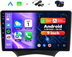 Boscer 2 Din Autoradio - Geschikt voor Ford Ka (2008-2014) - Draadloos Apple CarPlay & Android Auto - 9 Inch HD Touchscreen - Android 15 - 6+128GB - GPS Navigatie - WiFi, Bluetooth & USB - Achteruitrijcamera & Microfoon