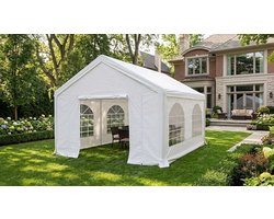 Partytent 3x5 m - Paviljoen & Tuintent - 100% Waterdicht PE Zeil (350 N) - UV-bestendig met Verzinkt Stalen Frame - Inclusief Zijwanden & Haringen - Wit - Laura Homestore