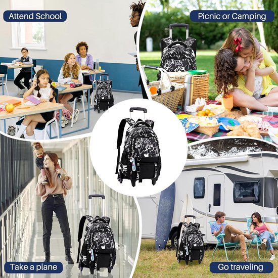 Schooltas met wielen voor kinderen 52x35x25cm — afbeelding 5