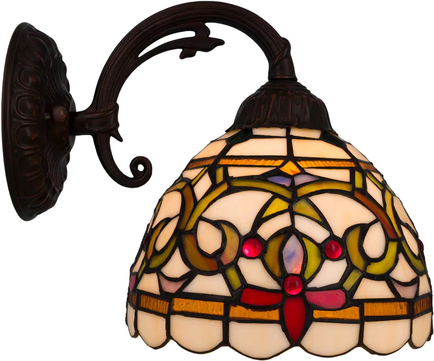 Tiffany wandlamp Sierkrullen met Gebogen Arm B 20 cm | RORUVERA