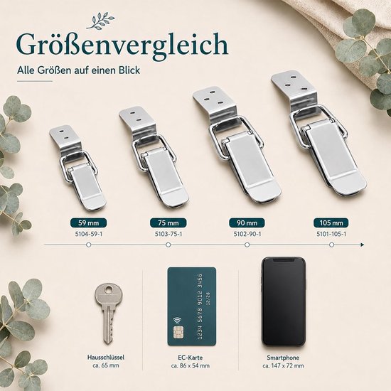 4 Stuks 90 graden sluitclips, metaal, zonder sleutelgat, sluiting — afbeelding 5
