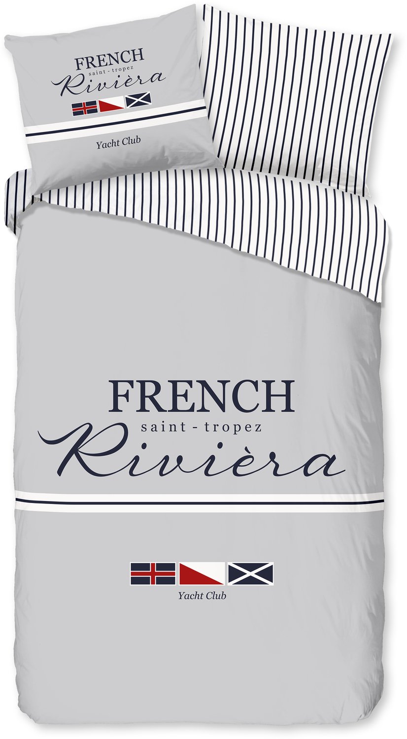 Pure dekbedovertrek franse riviera / maritiem - 1 persoons 140x200/220 cm - Grijs - Microvezel Grey
