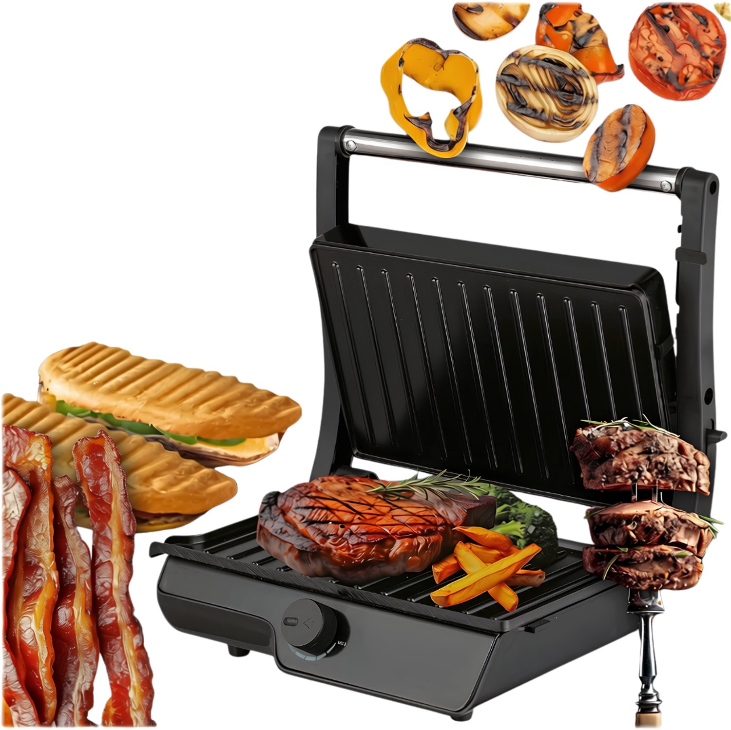 SNJY® Grill Apparaat - Bakplaat Electrisch - Tafelgrill - 2000 W - Zwart