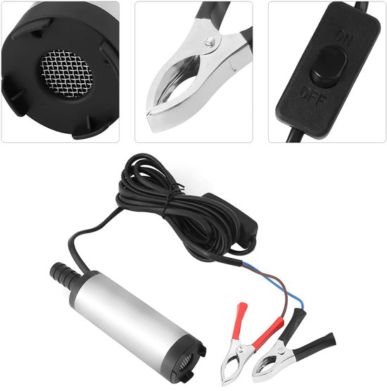 Dieselpomp, 12V 3.8cm Draagbare Dompelpomp Brandstof Water Olie Transfer Drum Pomp Mini Tank Sub, Pomp Accessoires — afbeelding 2