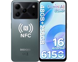 DOOGEE Note 56 Plus - Smartphone - Telefoon - 48 GB RAM+ 256 GB ROM (2TB/TF) - 50 MP camera - 6150 mAh/18W - 6.56 inch 90Hz - Gemini AI - Widevine L1 - NFC - Face ID - Vingerafdruk - GPS - Groen