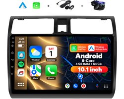 Boscer Autoradio - Geschikt voor Suzuki Swift 2005-2010 - Apple Carplay & Android Auto (Draadloos) - Android 15 - 8-Core 4+64GB - Interne Koeler - 10.1 Inch HD IPS Touchscreen - GPS Navigatiesysteem - USB, WiFi & MP5 - Achteruitrijcamera & Microfoon