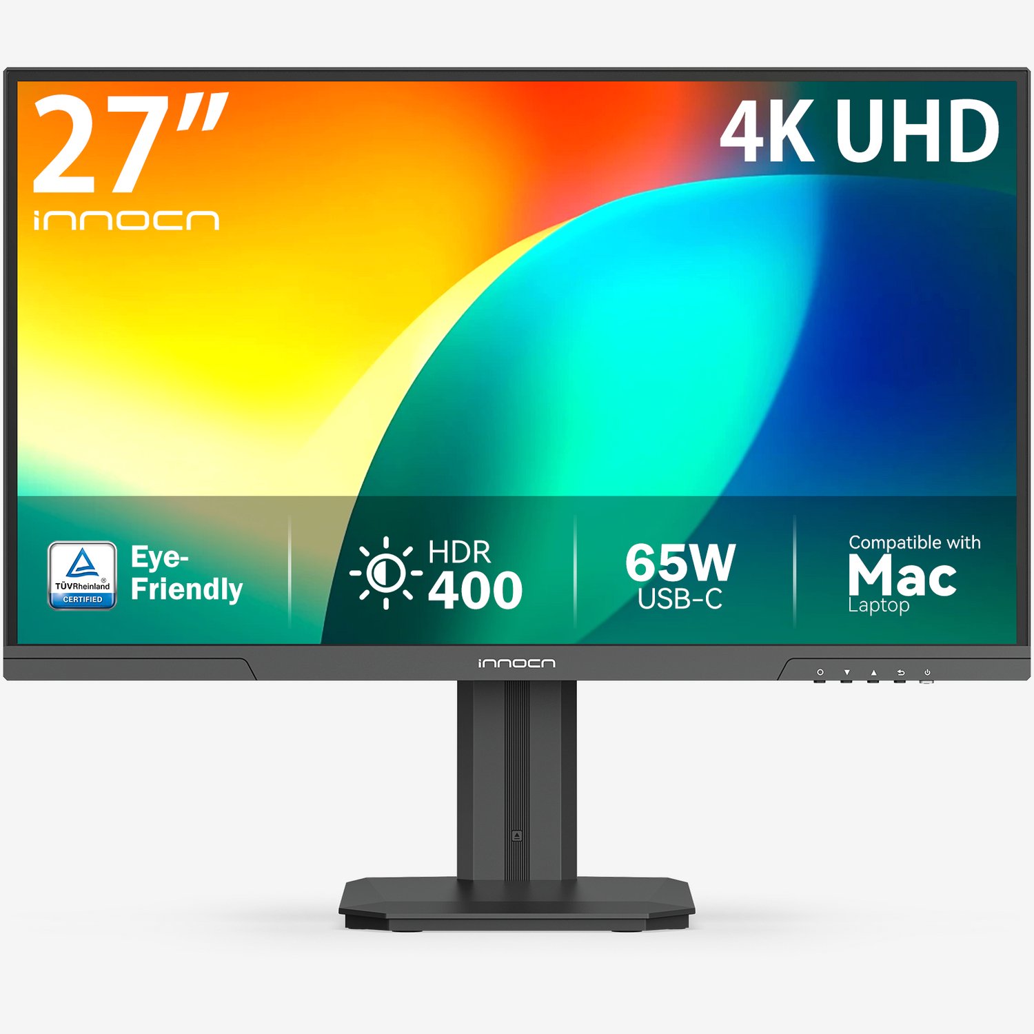 INNOCN 27 inch 4K IPS Monitor USB-C 65W met M.BOOK Mode voor Mac - Blauwlichtfilter - HDR 400 - In Hoogte Verstelbaar - Kantelbaar & Draaibaar