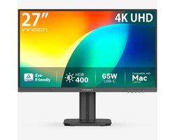 INNOCN 27 inch 4K IPS Monitor USB-C 65W met M.BOOK Mode voor Mac - Blauwlichtfilter - HDR 400 - In Hoogte Verstelbaar - Kantelbaar & Draaibaar