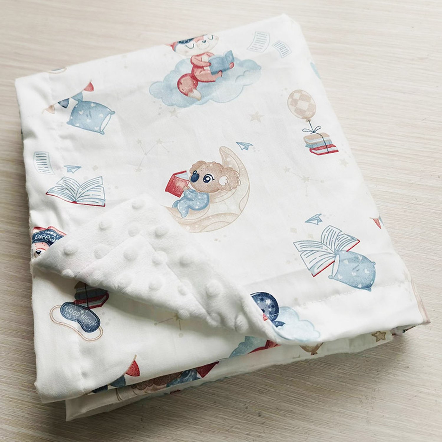 Babydeken - Inbakerdeken - Wikkeldeken - Polyester en Katoen - Bedrukt Patroon - Uniseks - 76 x 102 cm - Dubbellaags Zacht - Uitvoering a04 - Voor Pasgeborenen en Kinderwagen