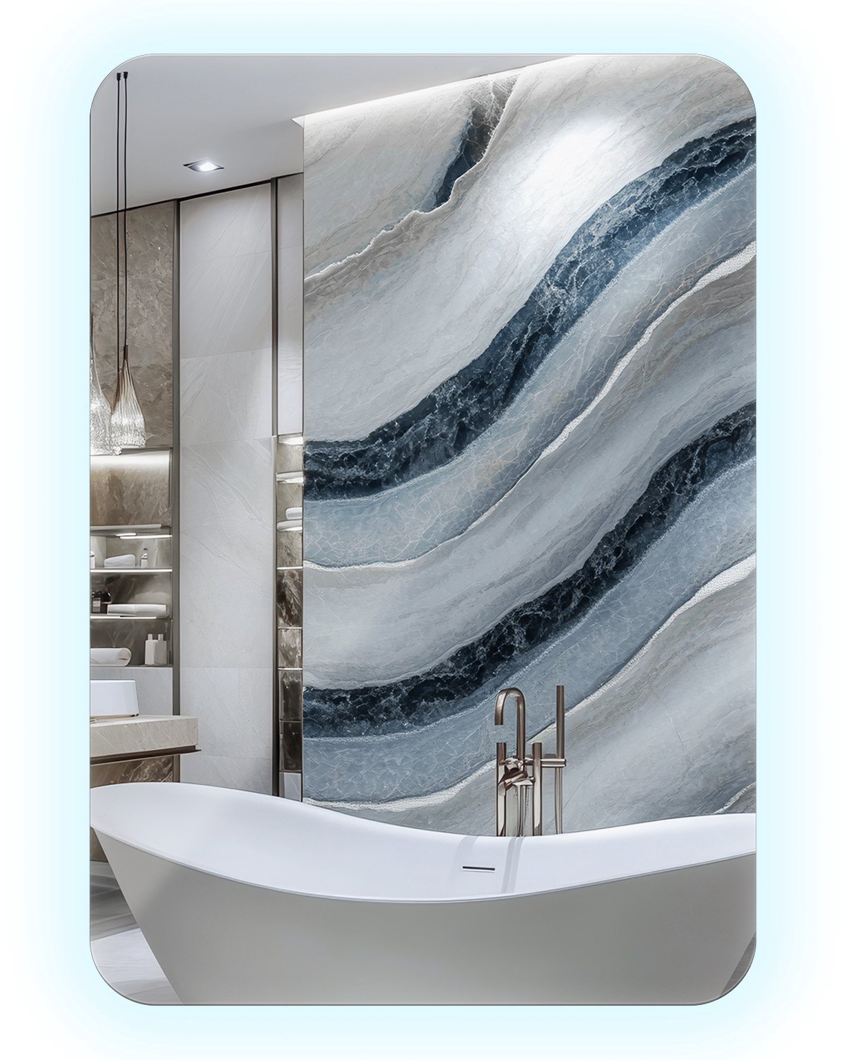 TULUP LED Spiegel - Grote Badkamerspiegel met Afgeronde Hoeken - 70 x 100 cm - LED Verlichting - Koud Wit 6500K - Grote Wandspiegel - Decoratief