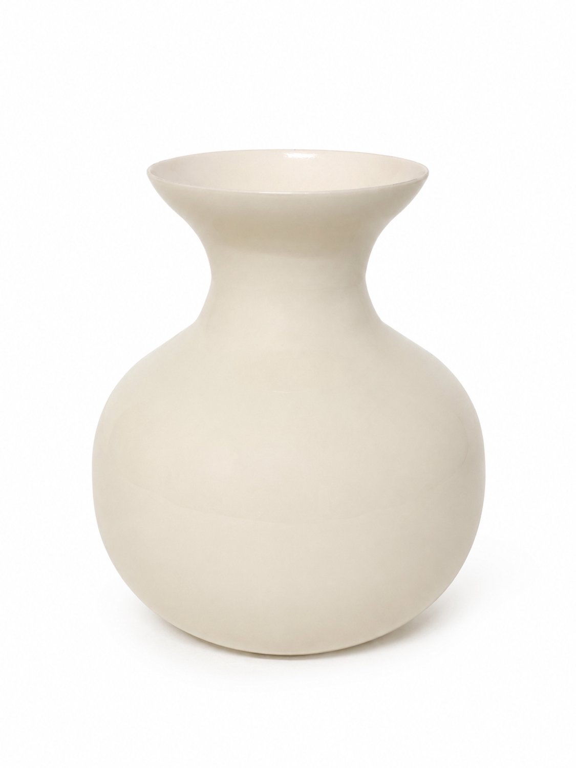 by Mooss - Vaas Ø23 x 26 cm - Beige - Hoogglans - Modern - Luxe - Design - Glanzend - Stijlvol - Elegant - Chique - Trendy - Decoratief - Woondecoratie