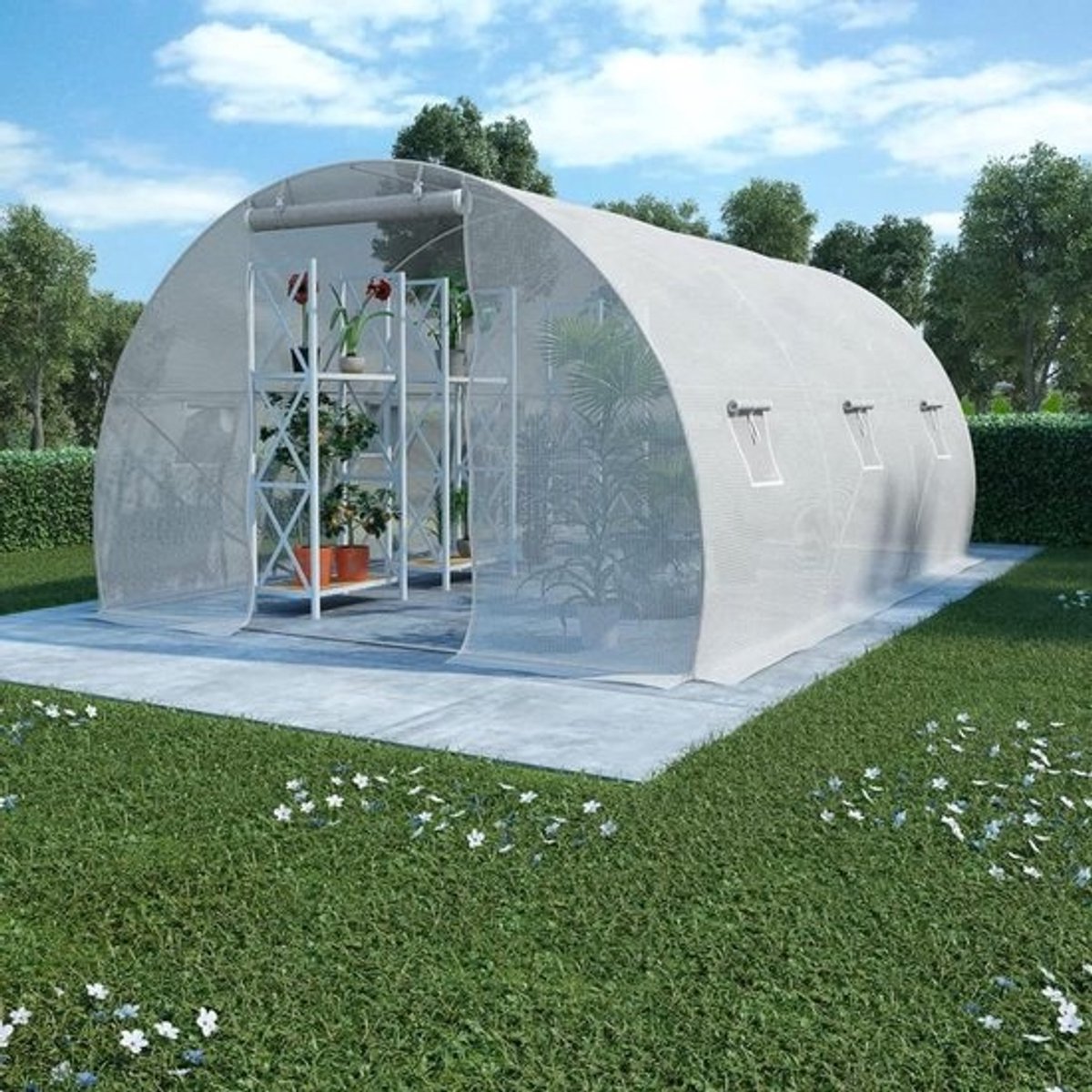 Tuinkas - Kweekkas Plantenkas - Planten Beschermen - Zwaar PE Netweefsel - 450 x 300 x 200 cm - Wit