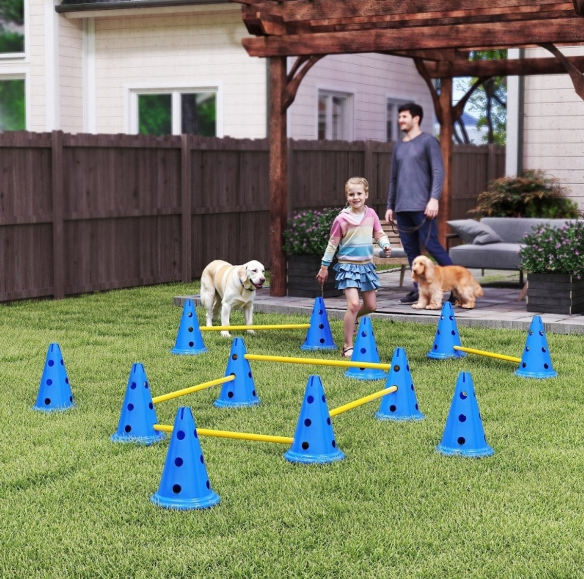 MODFU-Honden Agility Set-Horde-Verstelbare Hoogte-Blauw-ABS