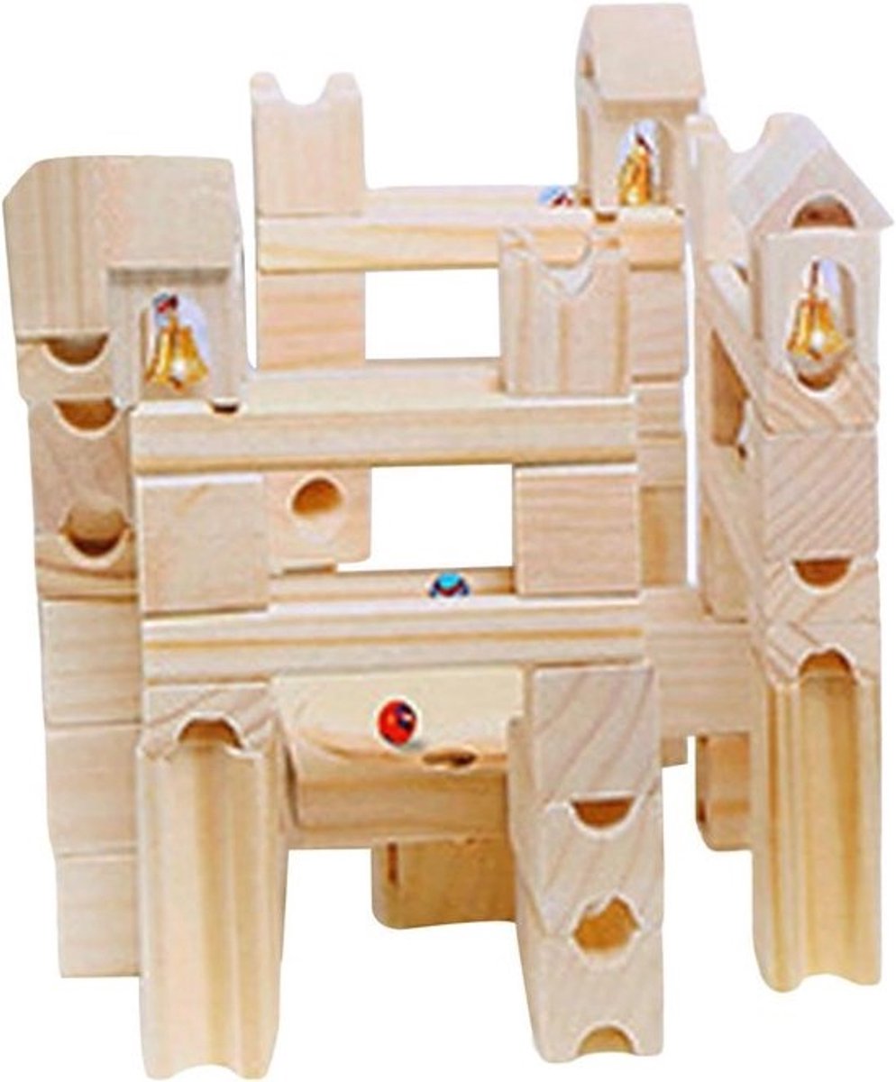 Kinderen Knikkerbaan - Bouwstenen Speelgoed - Educatief Spelen - Houten Kwaliteit - 375 x 10 x 29 cm - Niet gespecificeerd