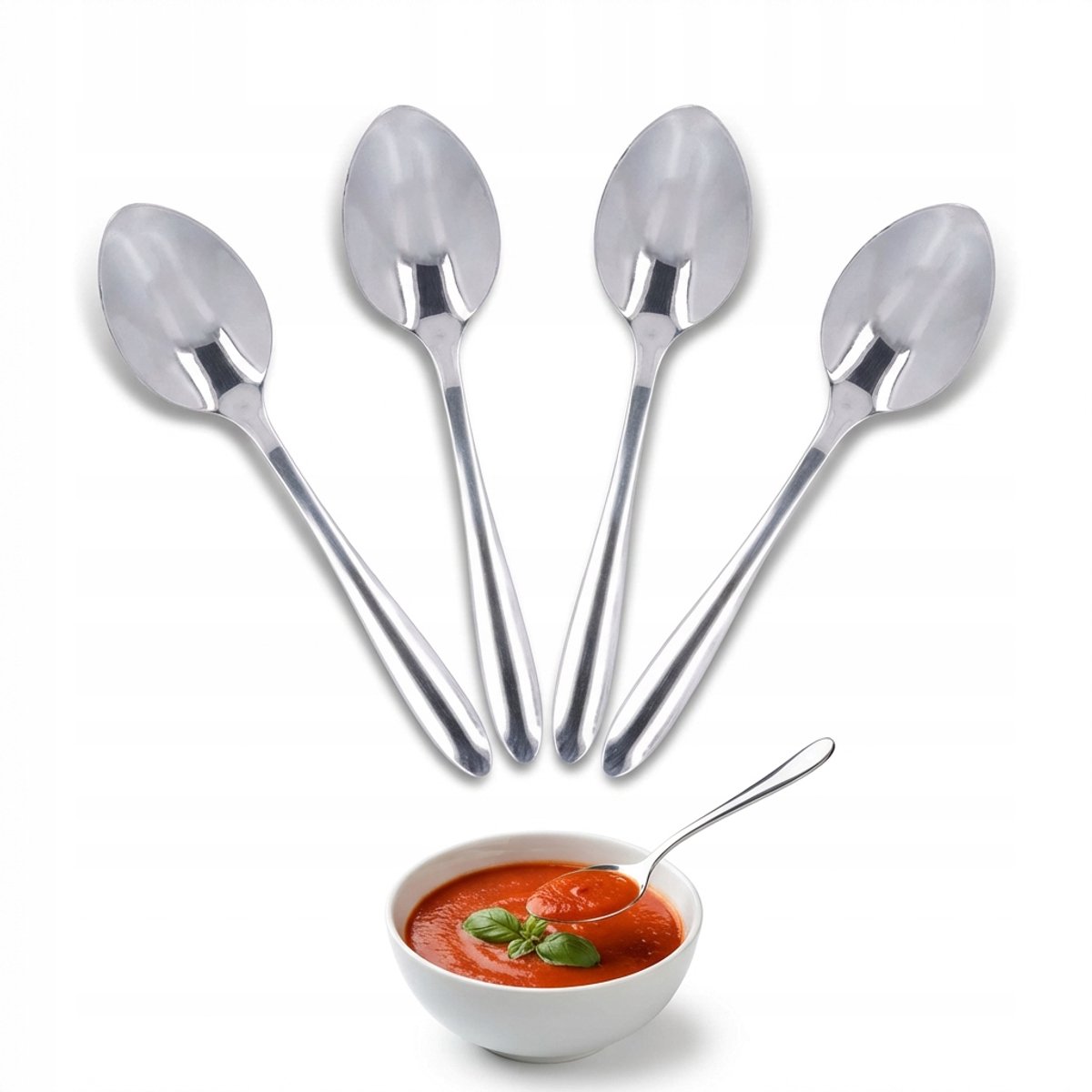 4x RVS Soeplepel Set - Grote, Elegante Eetlepels