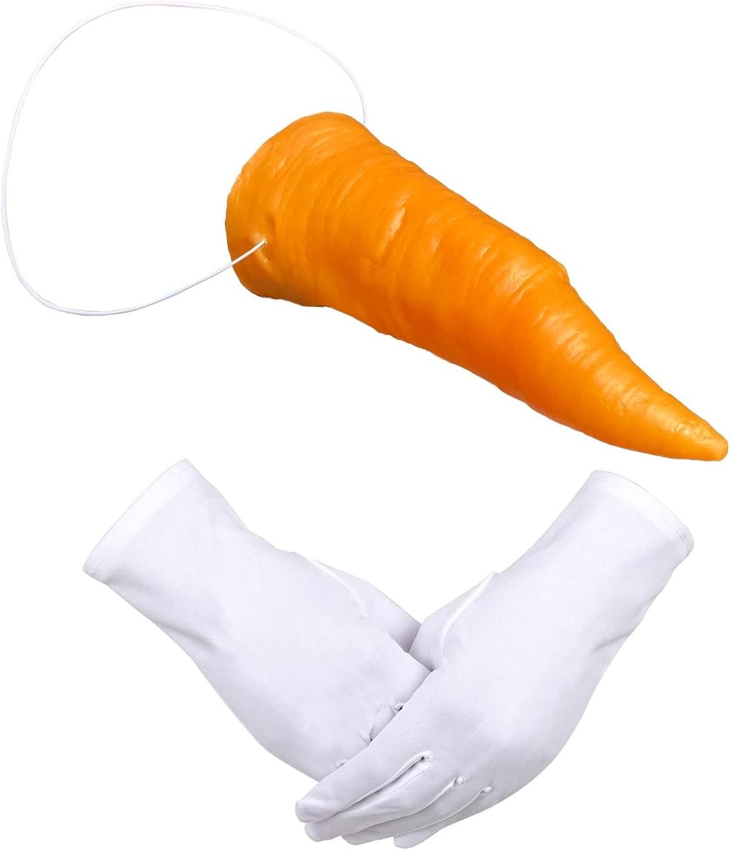 Witte Handschoenen en Wortel Neus Kostuum Accessoires voor Sneeuwman en Kerstmis Cosplay Outfit Decoratie