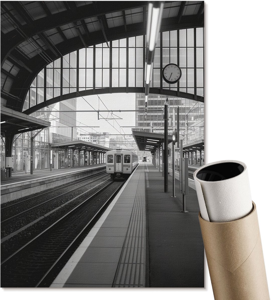 Coloray Polycanvas Wandposter - Zwart-Witte Stad, Fotografie - A3 - Zwart-wit Kunst - Rechthoek - Interieurdecoratie - Woonkamer, Slaapkamer, Kantoor - Modern