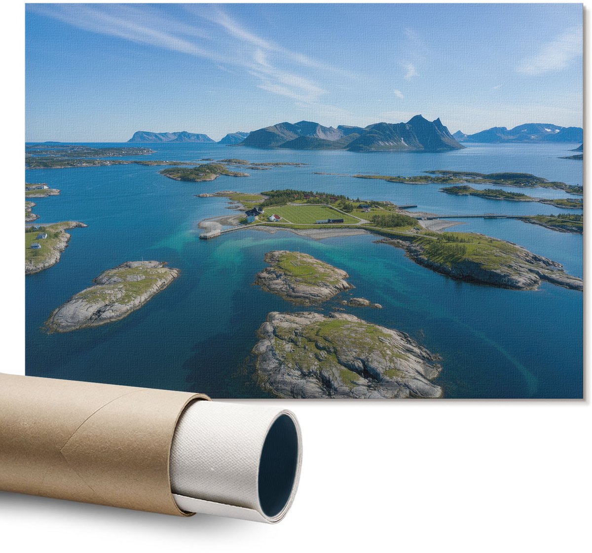 Coloray Polycanvas Wandposter – Eilandlandschap, Blauw – A1 – Blauw Wandposter – Rechthoek – Canvas Wandposter – Woonkamer – Modern