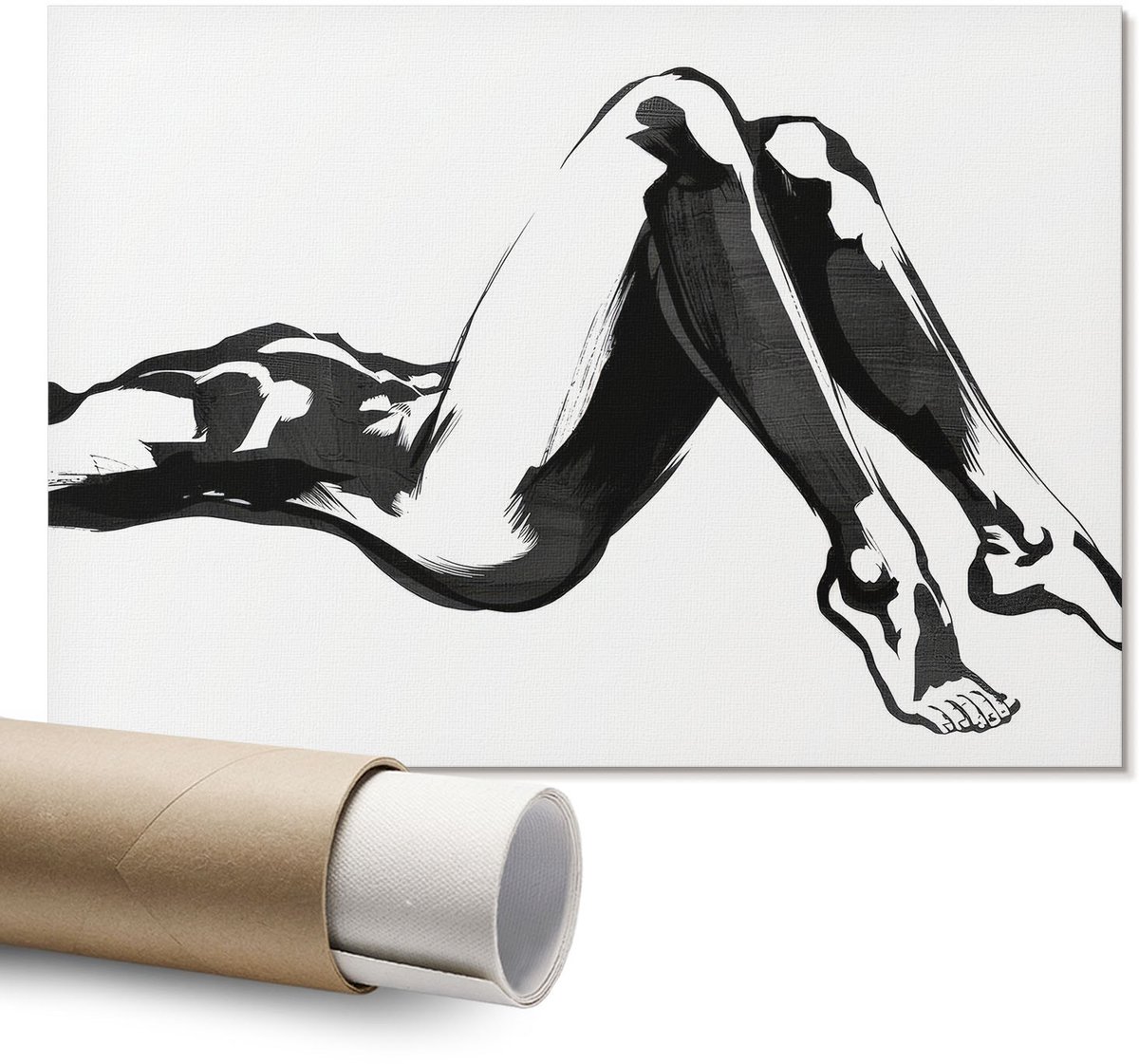 Coloray Polycanvas Poster - Gezichtsschets, Lijntekening - A1 - Beige Wanddecoratie - Rechthoek - Kunstposter - Slaapkamer - Minimalist