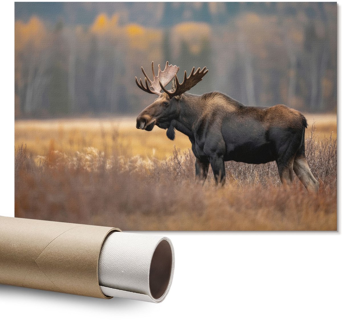Coloray Polycanvas Wandposter – Herfsteland, Bruin – A1 – Bruin Motief – Rechthoek – Wandkunst – Slaapkamer – Modern