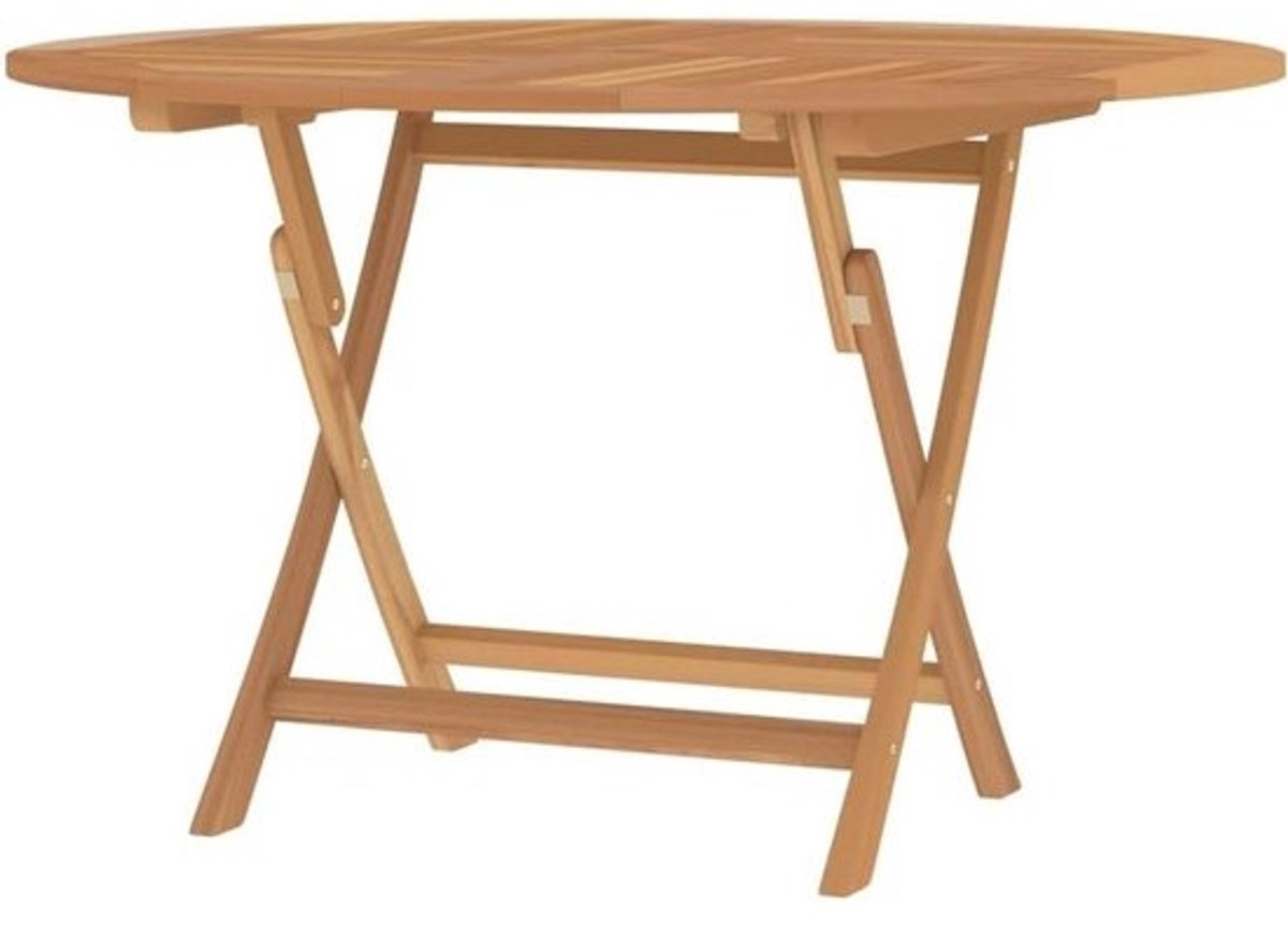 Tuin Tafel - Eettafel Buiten - Buiten Dineren - Inklapbaar Teak Hout - 120 cm Rond - Goudbruin