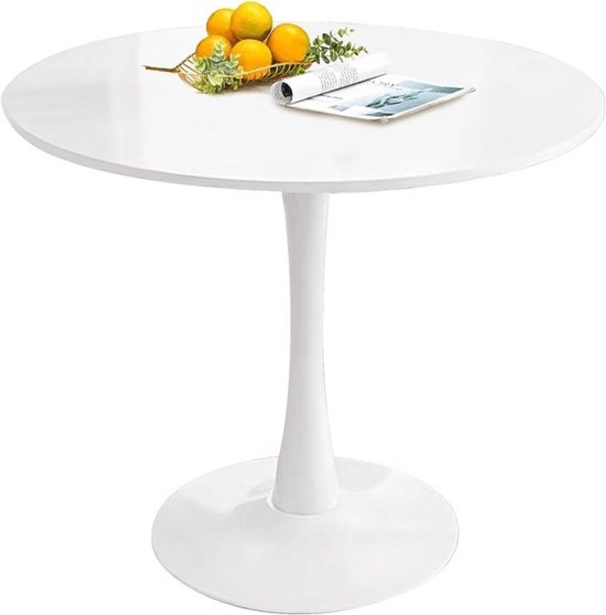 Eettafel Rond - Keukentafel - Gezellig Tafelen - Stijlvol Onderstel - 80 cm - Wit