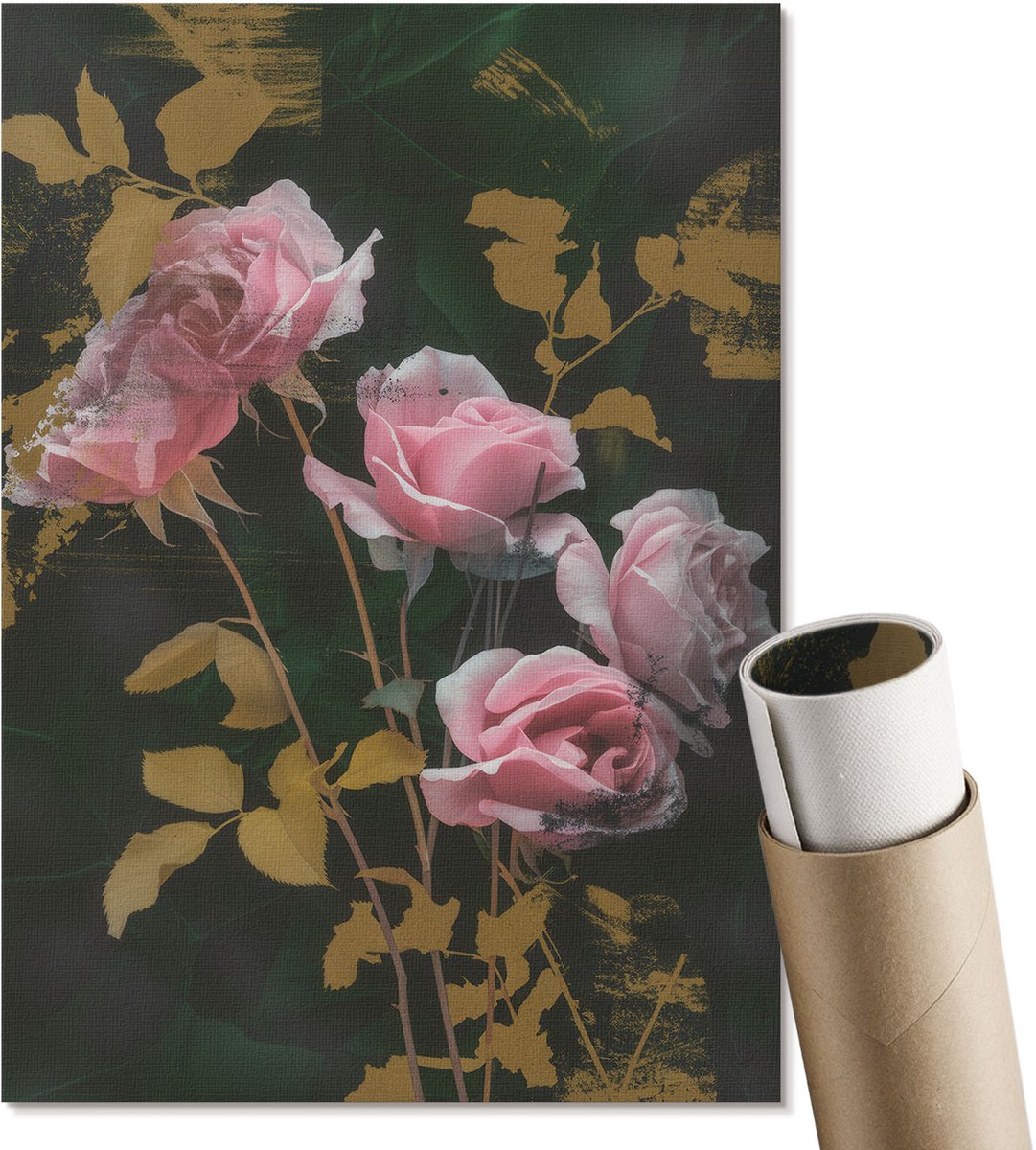 Coloray Polycanvas Wandposter - Winterpanorama, Grijs - A3 - Beige Wandposter - Rechthoek - Canvasposter - Woonkamer - Vintage