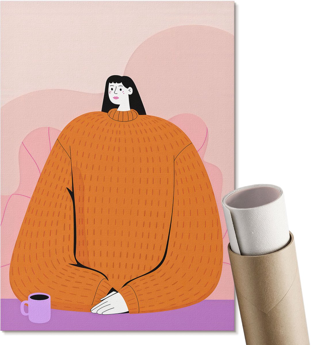 Coloray Polycanvas Wandposter - Surrealistisch Portret, Illustratie - A2 - Groen Poster - Rechthoek - Canvasposter - Woonkamer, Slaapkamer, Kantoor - Modern