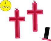 Present Time Telefoonhouder Heilig Kruis 2 Stuks – Standaard voor je Telefoon – Bureauhouder Mobiel – Roze