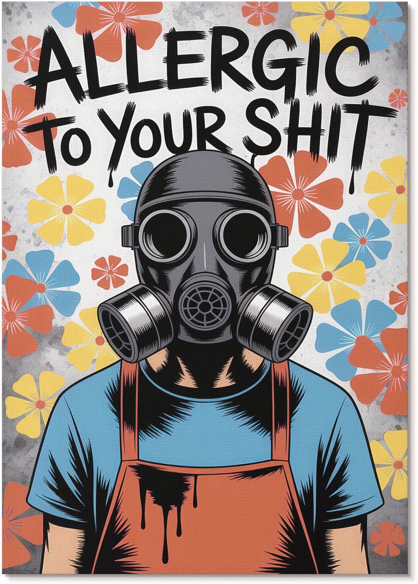 Tulup Polycanvas Wandposter - Allergisch Voor Jou, Illustratie - A4 - Zwart Wandposter - Rechthoek - Wandkunstwerk - Woonkamer, Slaapkamer, Kantoor - Popcultuur
