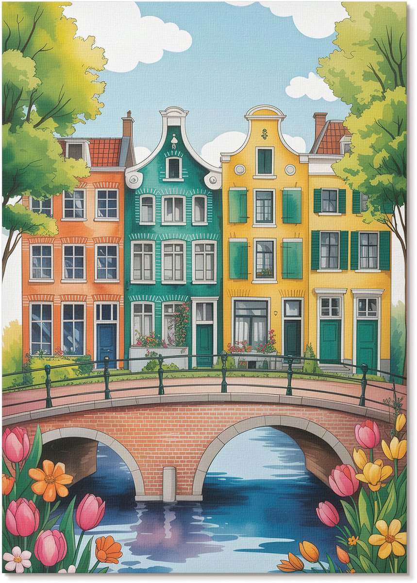 Tulup Polycanvas Wandposter - Kleurkanaal, Illustratie - A4 - Groen Decoratie - Rechthoek - Wandkunstwerk - Woonkamer, Slaapkamer, Kantoor - Kinder