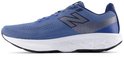 Blauwe New Balance sportschoen met een witte zool en grijs 'N' logo.