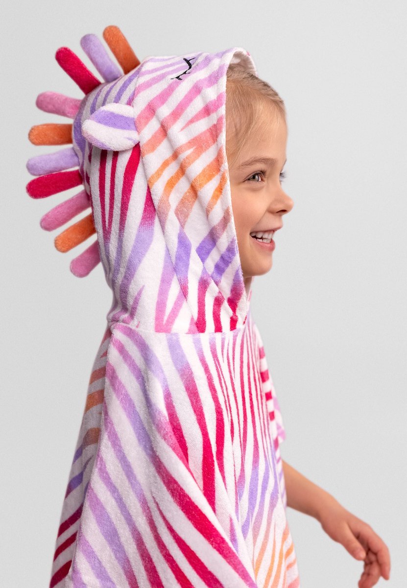 Minoti strandjurkje meisjes badponcho met capuchon - zebraprint