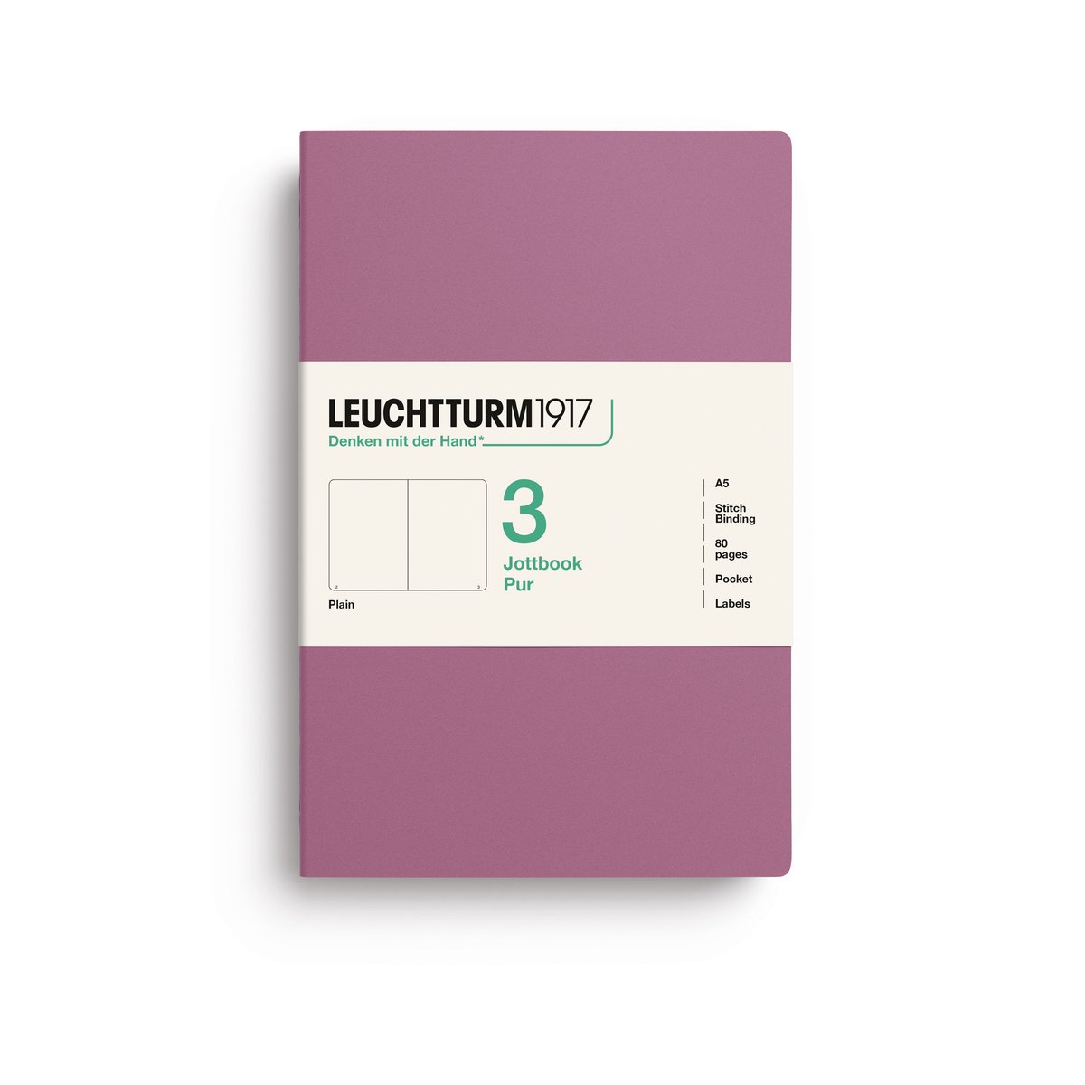 Leuchtturm1917 A5 Jottbook Pur Plain, set van 3 Dusty Rose