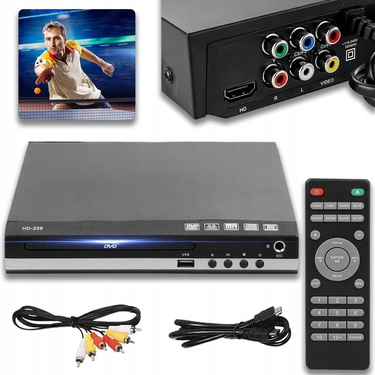 Multiformaat DVD-speler Met HDMI En USB - Karaoke-aansluitingen, Resume-functie, Kopiëren Naar USB, Afstandsbediening - Compact Voor Thuis En Studentenkamer