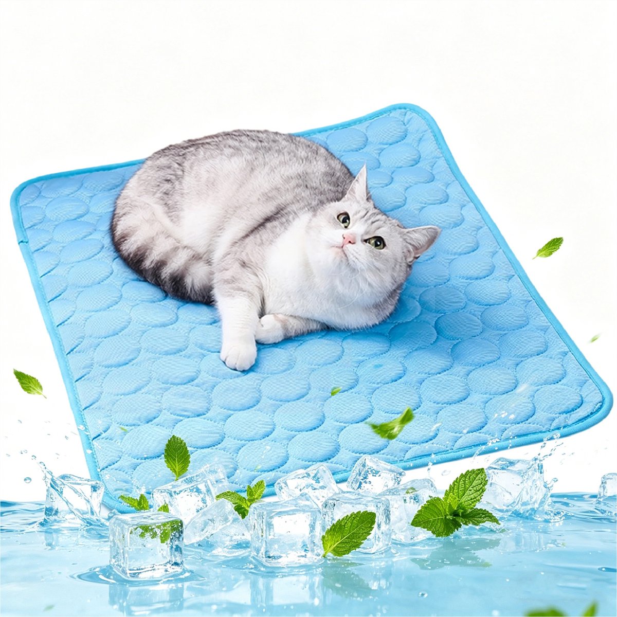 Koelmat voor Honden - Zelfkoelende Hondenmat - Koelmat voor Katten - Niet-giftige Zelfkoelende Huisdierenmat - Wasbare Koelmat voor Honden en Katten - voor Warme Zomerdagen - 60 × 50 cm - Voor Thuis/Auto/Reizen