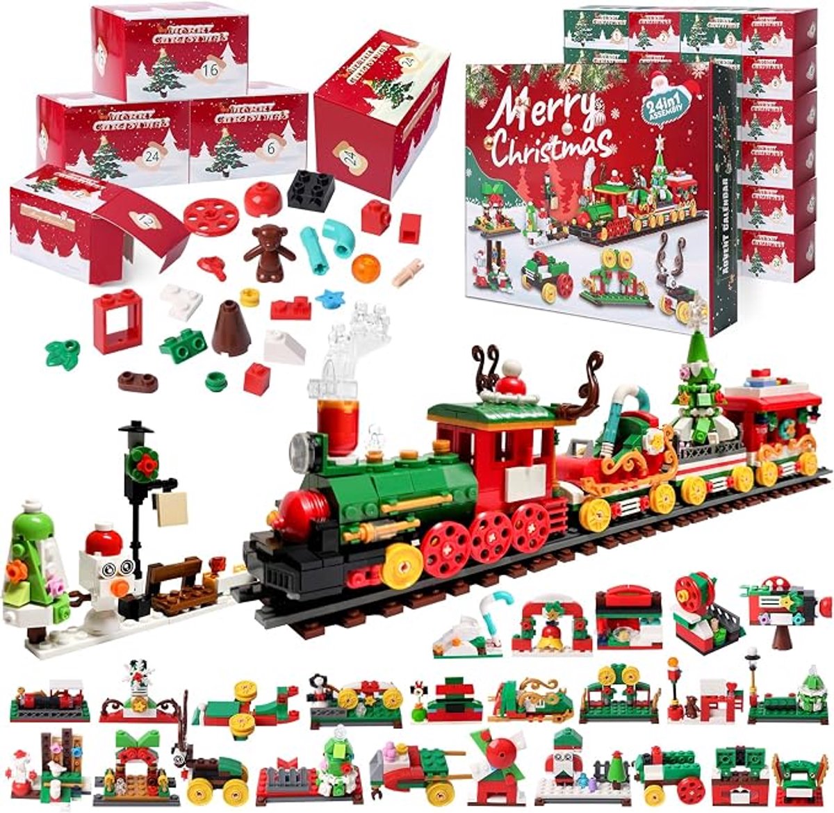kerstmis decoratie - kerst speelgoed - kerstcadeau - kerstcadeau kinderen - 2026 Kerst Adventskalender Bouwstenen Set - mini bouwstenen - blind boxes - 24 Dagen Aftellen