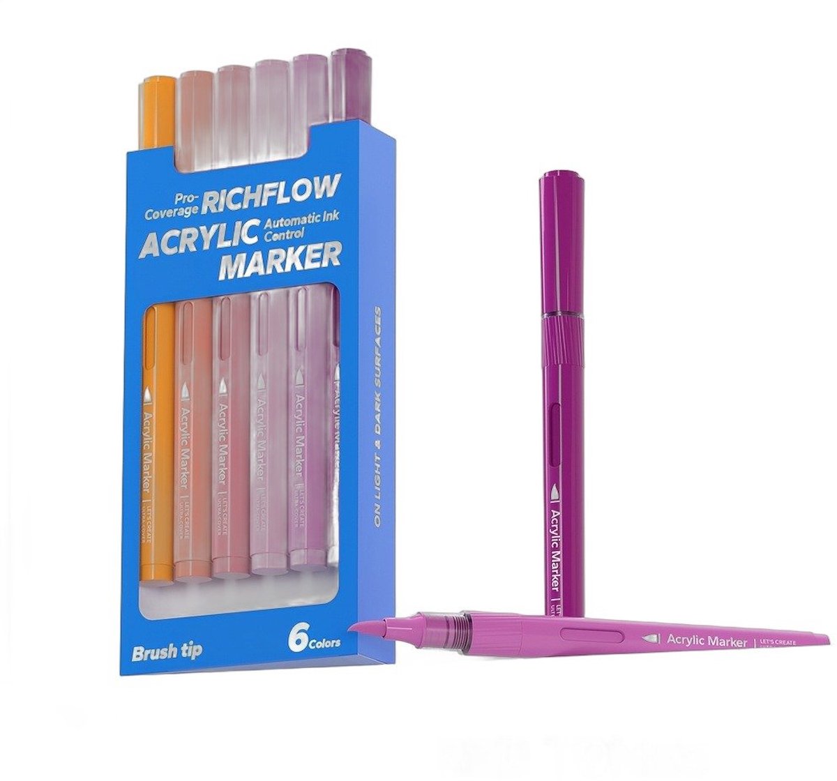 Currero Aquamarkers - Twinmarkers - Brushpennen - Stiften - Markeerstiften Op Waterbasis - Dual Tip - Tekenen En Kleuren - Rode Tinten 6 Stuks