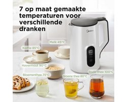 Midea 1,5 L RVS Waterkoker met Temperatuurinstelling 45–100°C, 2200 W Dubbelwandige Theeko