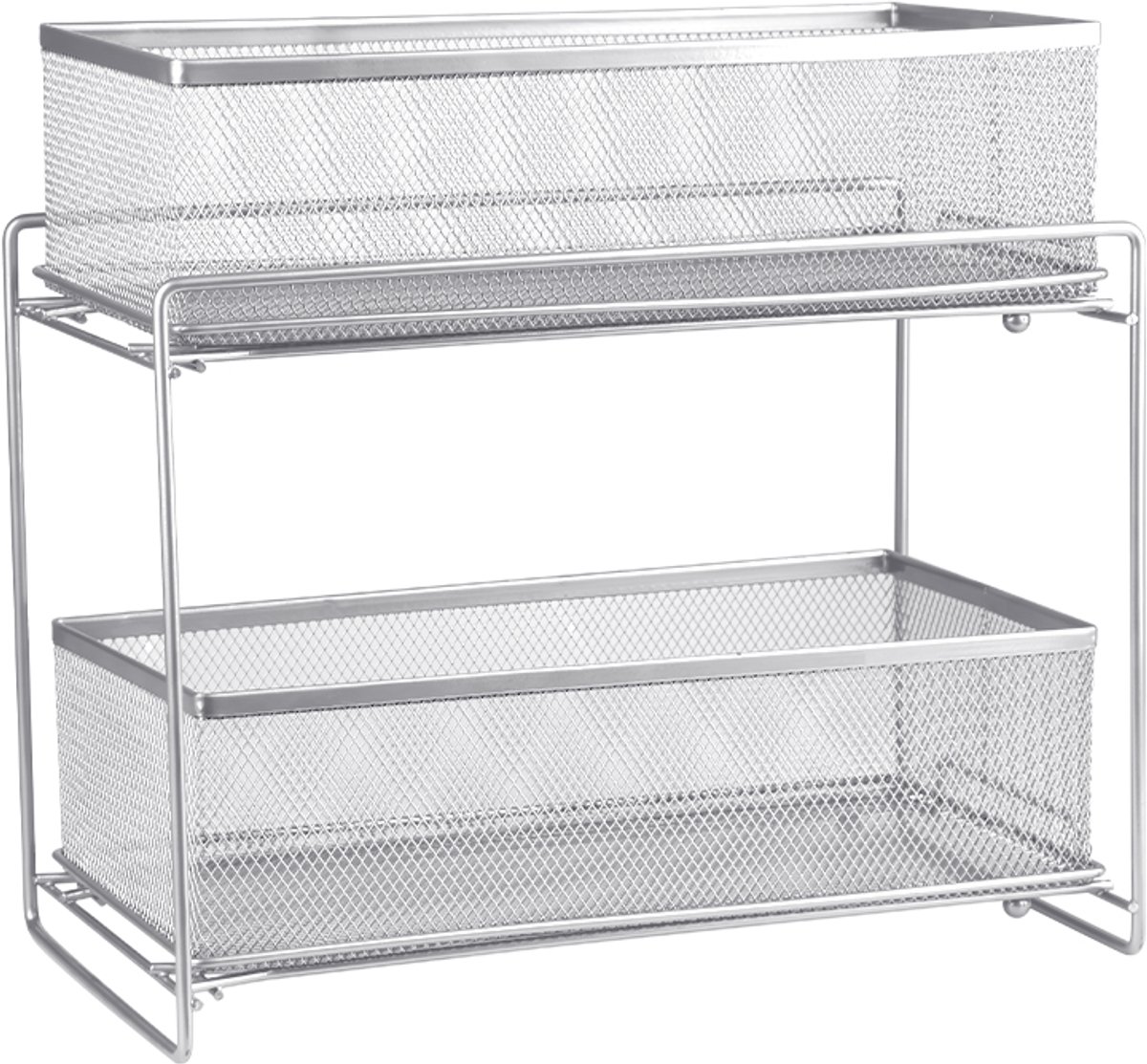 PIPIPOXER Keukenkast organizer - Schuiflades – Dubbellaags Opbergrek – Schuiflades - Telescopische laden - Kast Organizer–Metaal – Antislip- Badkamer organizer - Lade - zilver