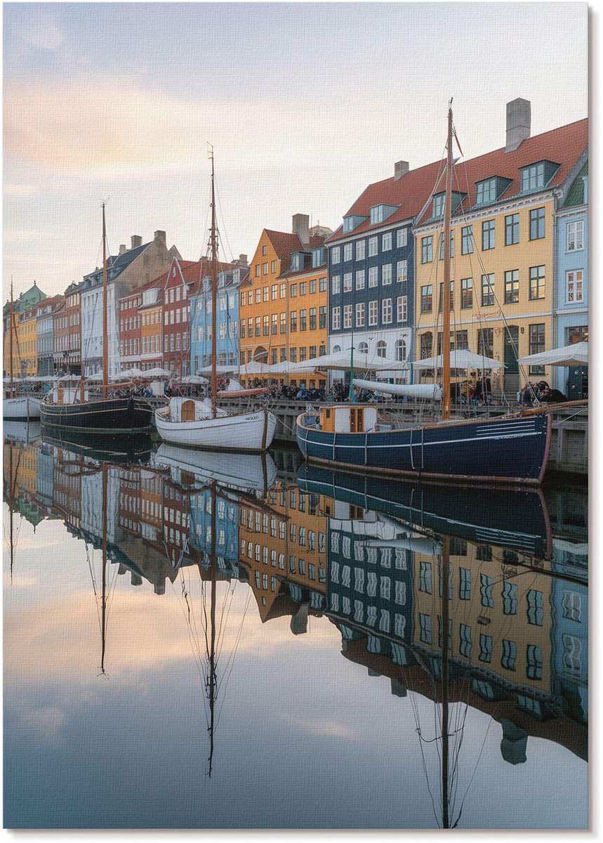 Tulup Canvas Poster Polycanvas - Kleurrijke Haven, Fotografie - A4 - Blauw Decoratie - Rechthoek - Muurdecoratie - Woonkamer, Slaapkamer, Kantoor - Modern