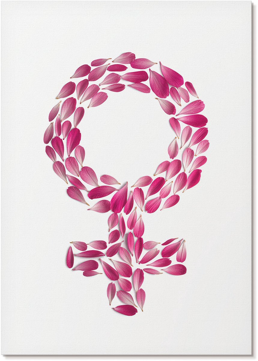 Tulup Polycanvas Wandposter - Bloemige Vrouwelijkheid, Illustratie - A4 - Roze Patroon - Rechthoek - Canvasposter - Woonkamer, Slaapkamer, Kantoor - Boho
