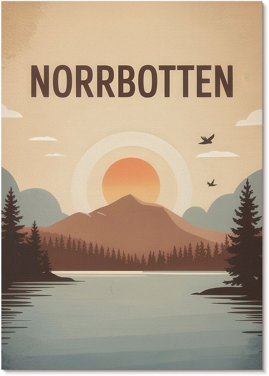 Tulup Canvas Poster Polycanvas - Norrbotten Illustratie, Illustratie - A4 - Beige Patroon - Rechthoek - Decoratieve poster - Woonkamer, Slaapkamer, Kantoor - Retro