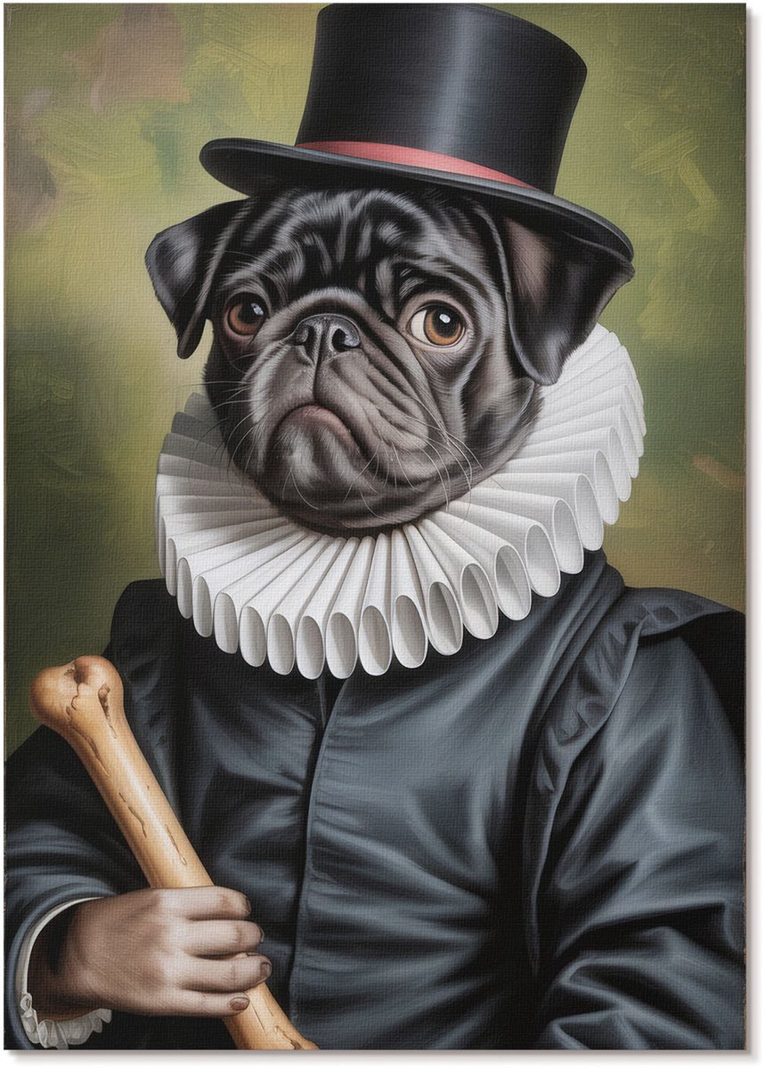 Tulup Polycanvas Poster - De Hond Van De Aristocraat, Illustratie - A4 - Zwart Illustratie - Rechthoek - Wandkunst - Woonkamer, Slaapkamer, Kantoor - Humoristisch