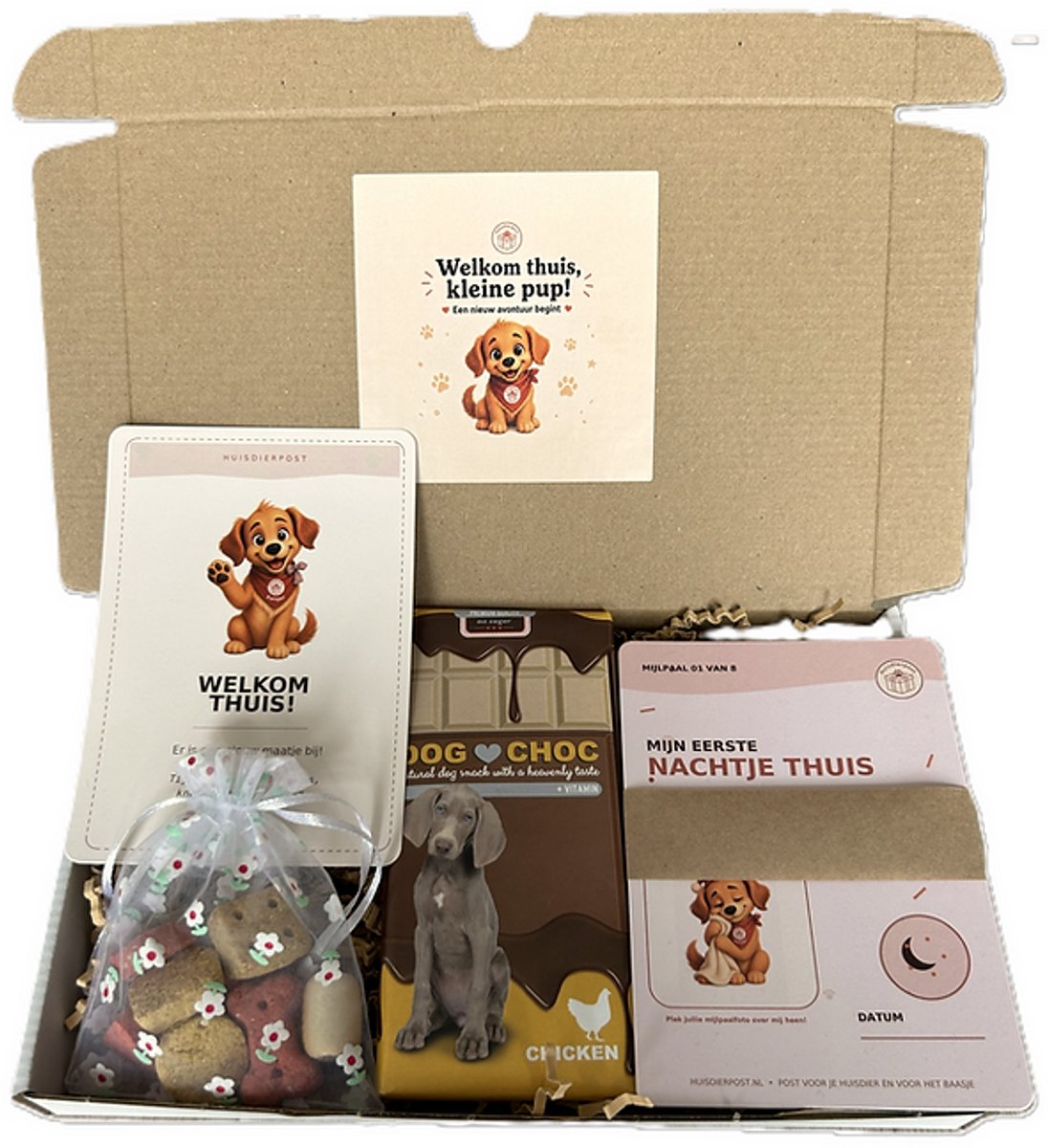 Welkom nieuwe pup brievenbus cadeau kip