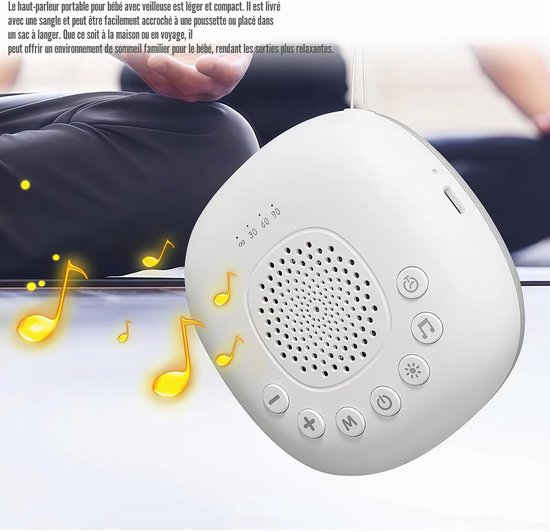 Witruismachine voor Baby: Draagbare Geluidsmachine voor Baby met Nachtlampje - Slaaphulp voor Baby’s met 20 Muziekjes - Witruismachine voor Baby met Timerfunctie — afbeelding 3