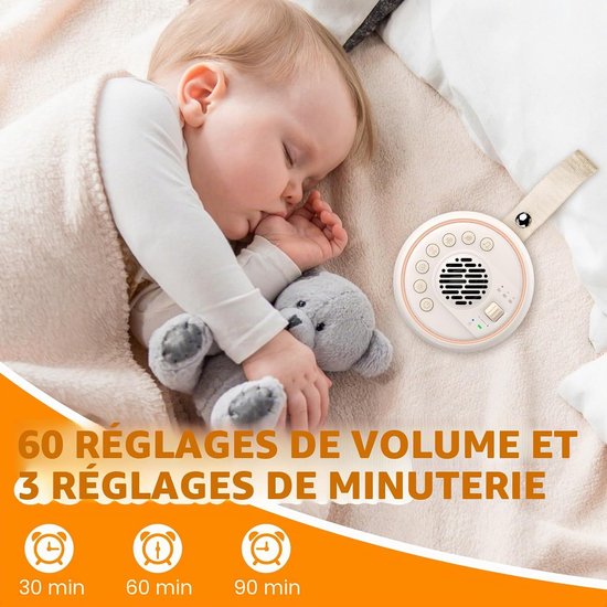 Witruismachine - Baby Geluidsmachine - 22 Kalmerende Geluiden - 60 Volumeniveaus - 2000mAh Batterij - Bluetooth Luidspreker - Draagbare Witruis - voor Kinderen en Volwassenen — afbeelding 2