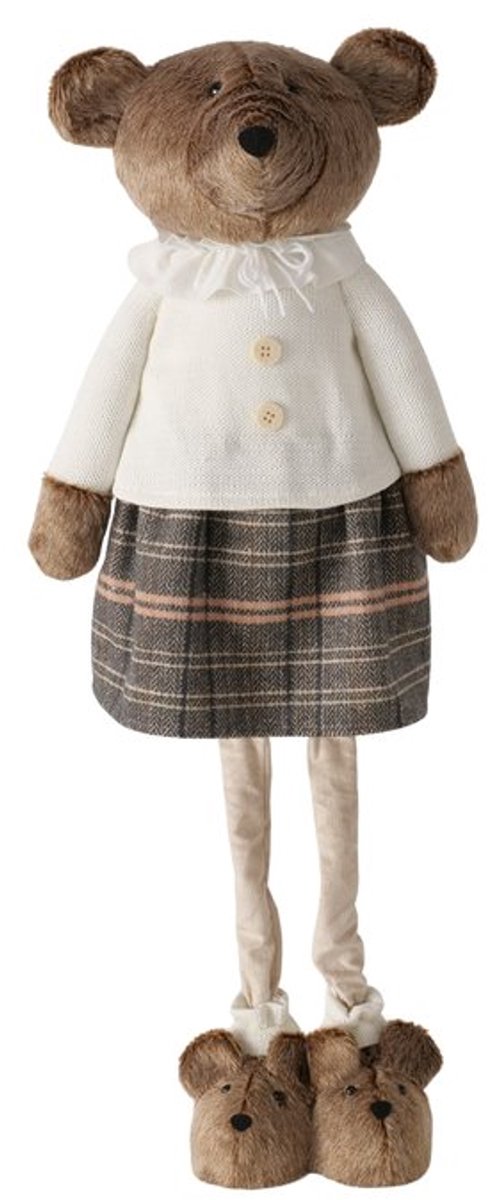Boltze - Teddie - Decoratiebeer - Beer - Hoog - Laag - Verstelbaar - 60-119 cm - Kerstfiguur - Bruin - Vrouw