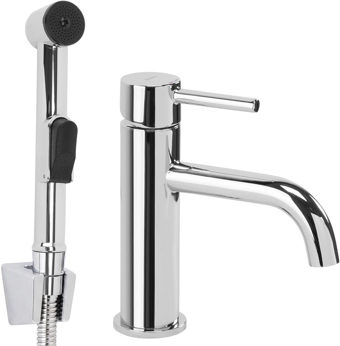 Rea - Wastafelkraan Met Bidetdouche Lungo Chrome - 12 x 4 x 17 cm
