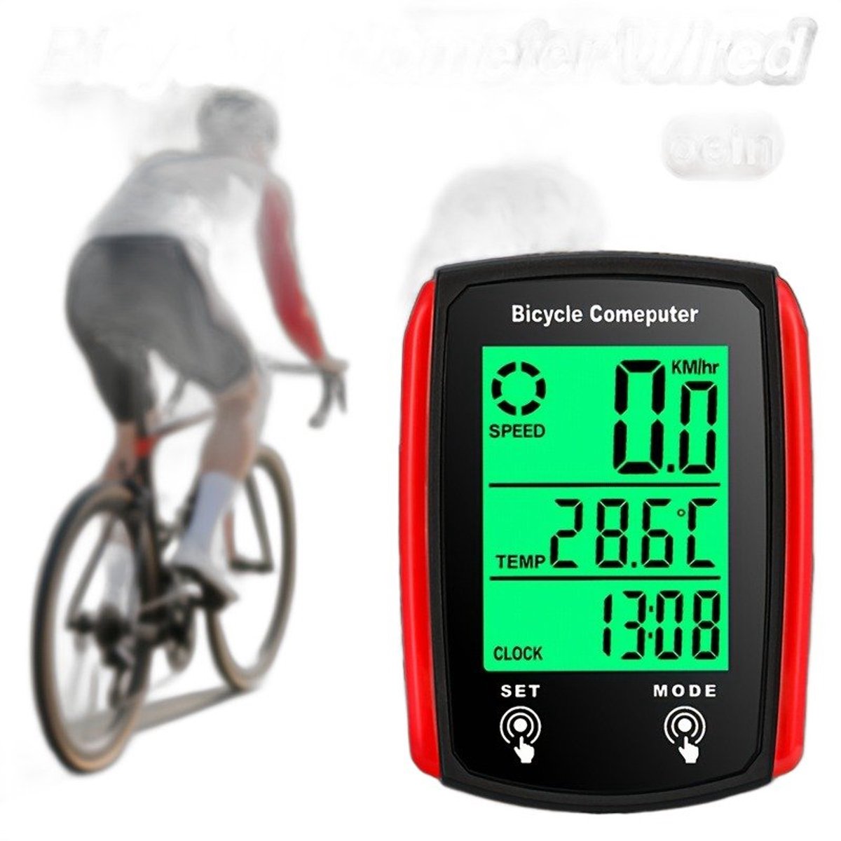 Currero Fatbike Scherm - LCD Display - Schermpje - E-Bike Accessoires - Elektrische Fiets - Dashboard - Snelheidsmeter - Kinderen & Volwassenen - Rood